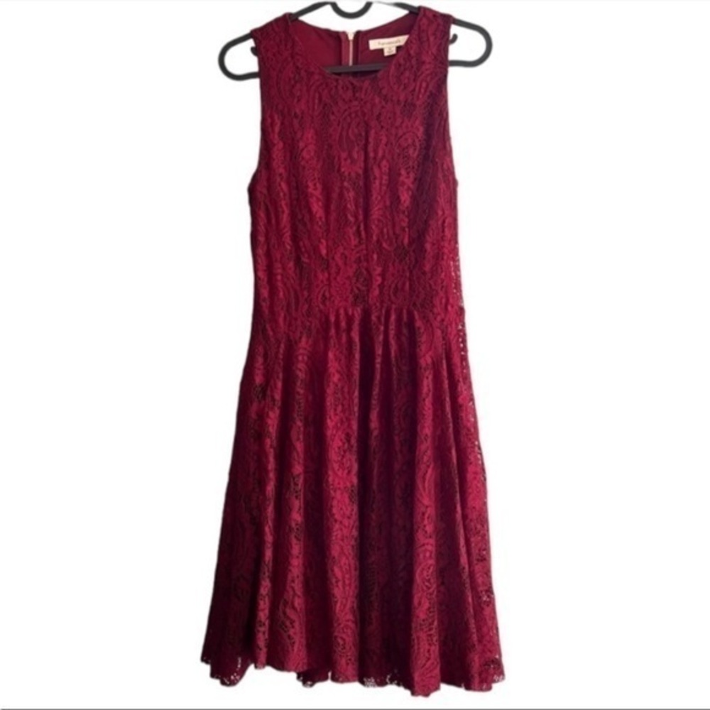 Francesca's burgundy lace fit and flare dress. Women's medium
